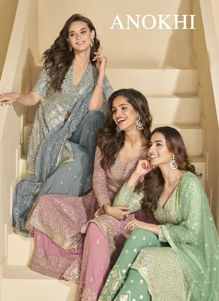 Anokhi By Sayuri Real Georgette Embroidery Readymade Suits Wholesale In India
